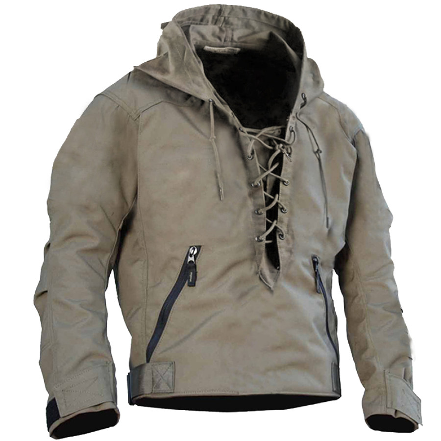 

Mens All-terrain Versatile Lace-Up Hooded Tactical Jacket
