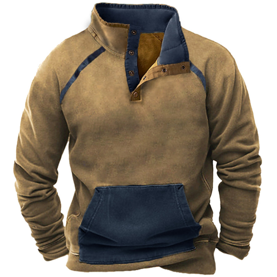 

Men's Vintage Long Sleeve Equilibrium Henley Sweatshirt