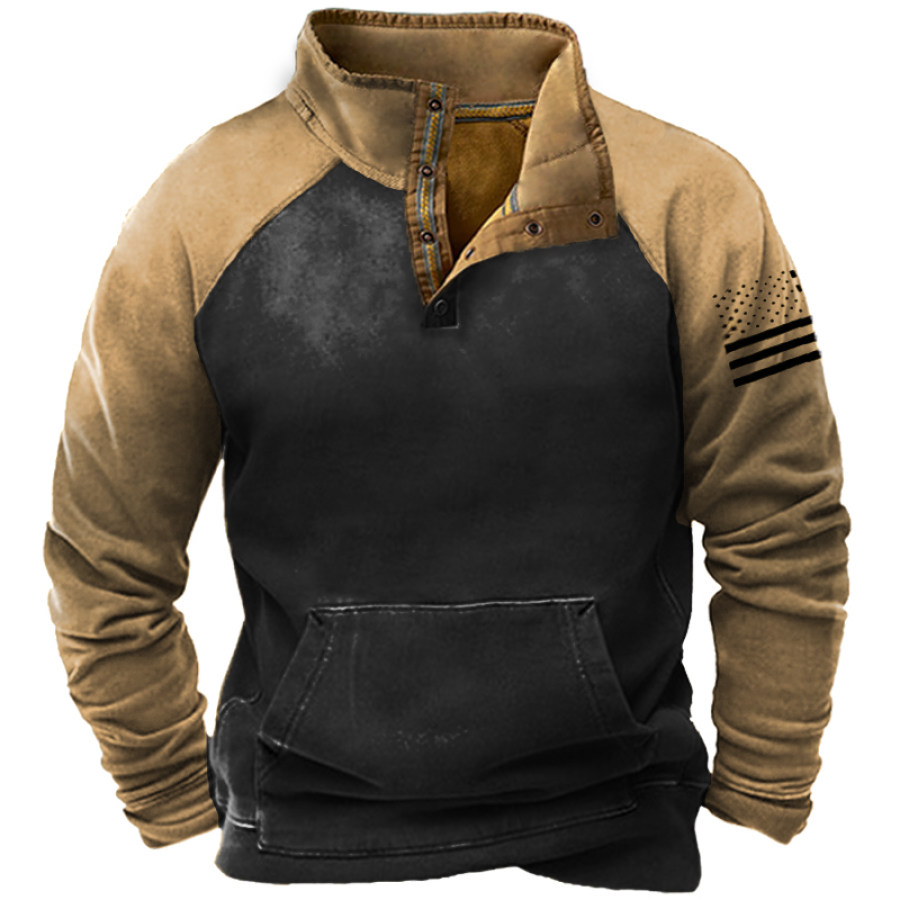 

Men's Outdoor American Flag Tactical Sport Polo Neck Sweatshirt