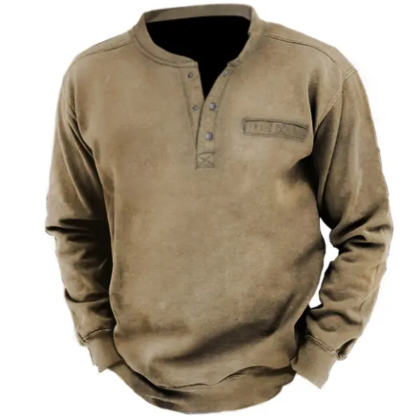 Men's Outdoor Tactical Henley Sweatshirt - Mosaicnew.com 