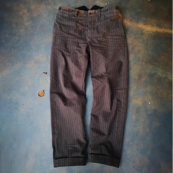 Men's Vintage French Striped Pepper And Salt Striped Cargo Pants Mens ...