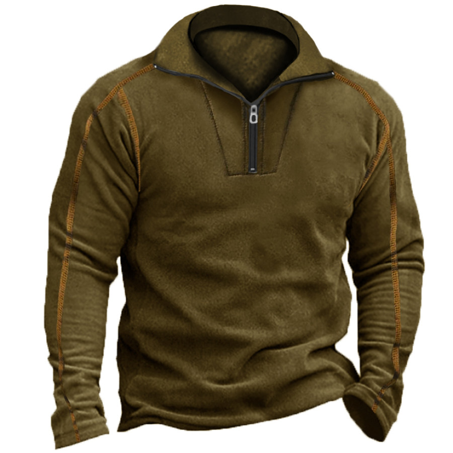 

Men's Outdoor Fleece Thermal Zip Up Collar Sweatshirt
