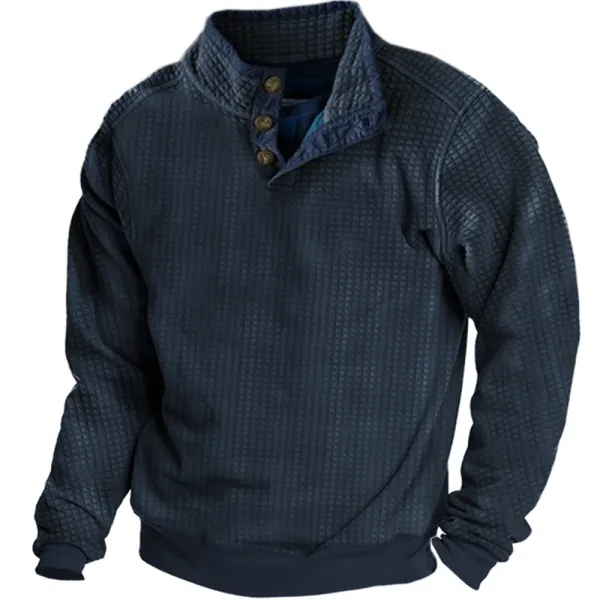 Men's Plaid Fleece Stand-up Collar Sweatshirt - Honeylop.chimpone.com 
