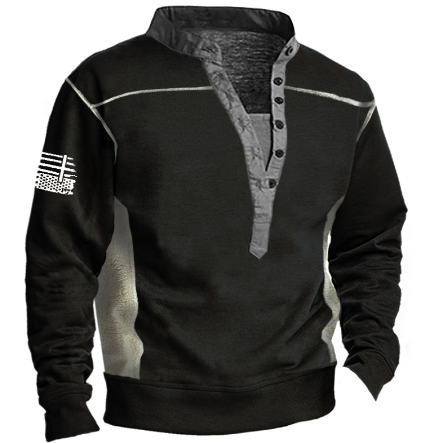 

Men's Casual Henley Collar Long Sleeve Sweatshirt