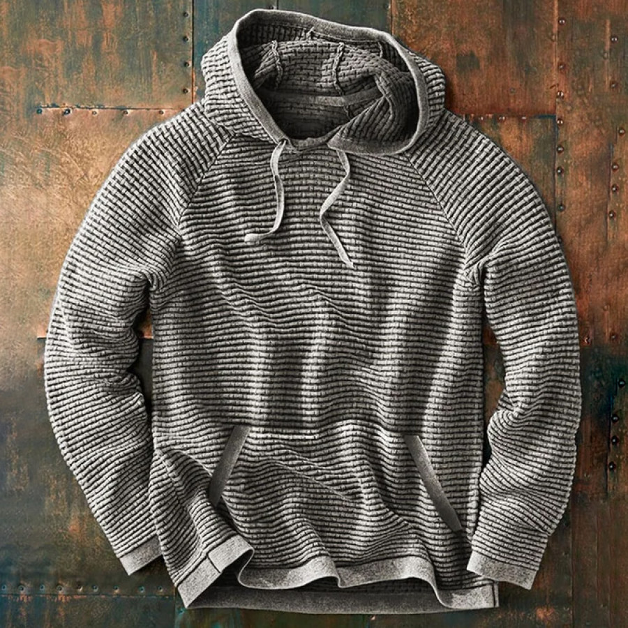 

Men's Casual Solid Pocket Lace-Up Hoodie