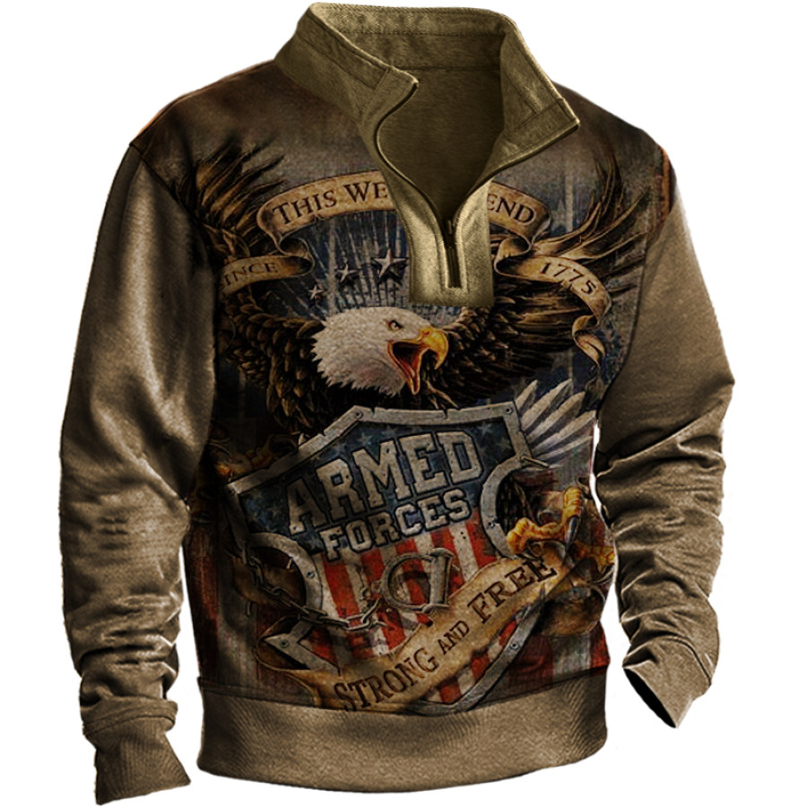 

Men's Vintage American Flag & Eagle Long Sleeve Sweatshirt