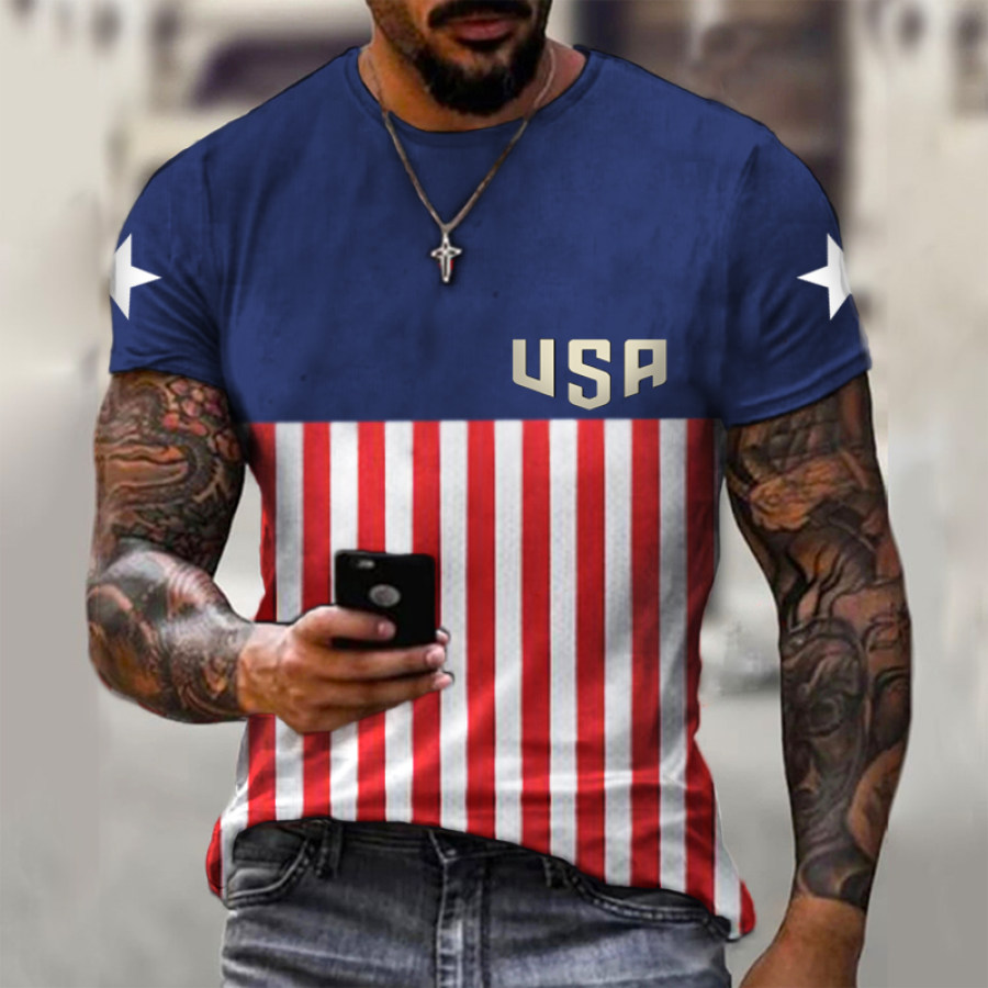 

Men's Casual American Flag Football Fan Short Sleeve T-Shirt