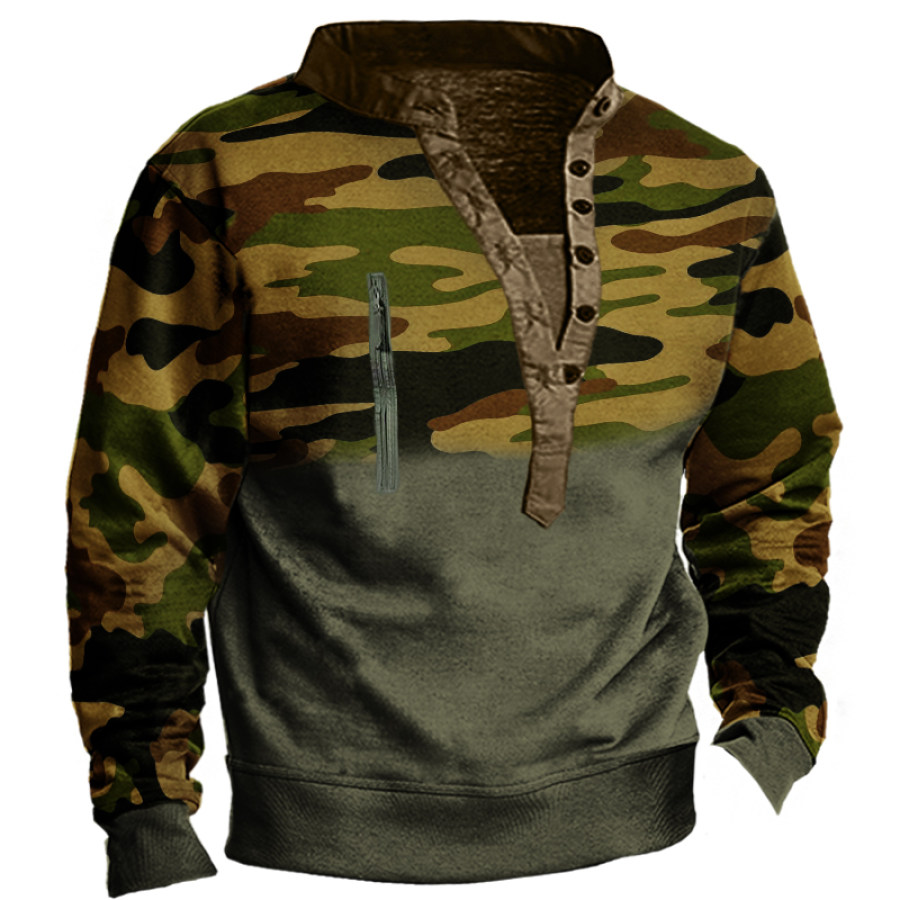 

Men's Distressed Camouflage Long Sleeve Sweatshirt