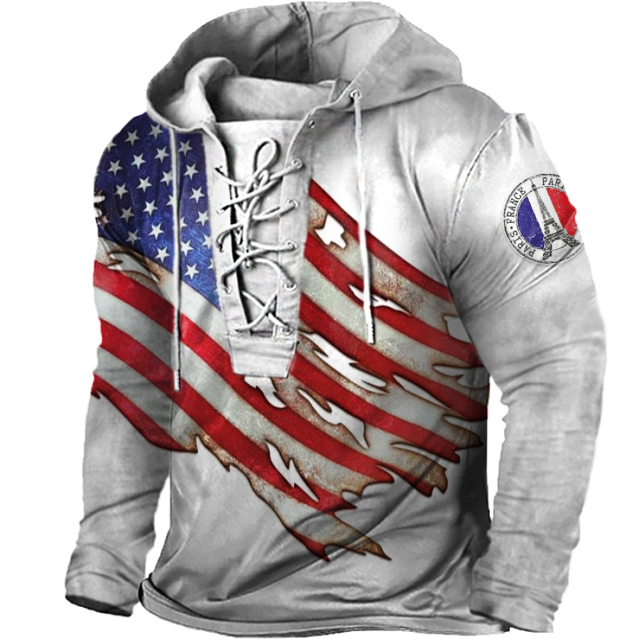 

Men's Casual American Flag Long Sleeve T-Shirt