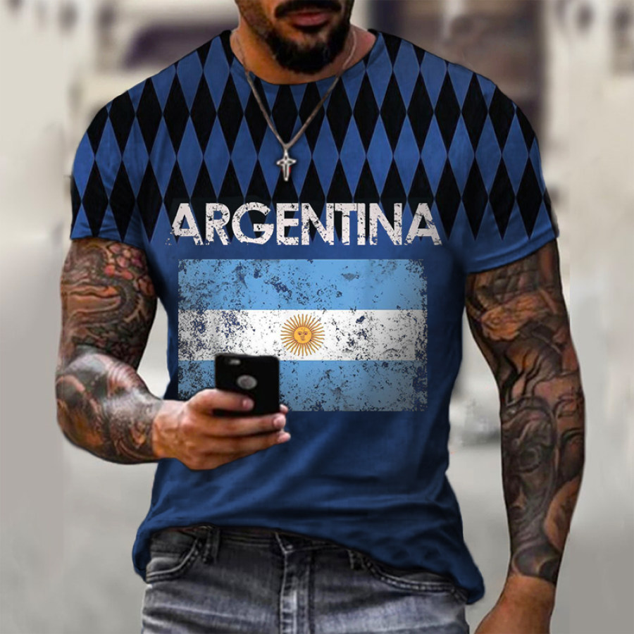

Men's Casual Argentine Flag Short Sleeve T-Shirt