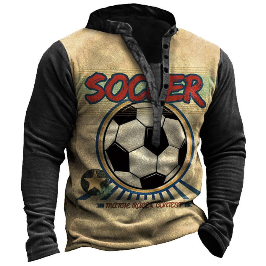 

Men's Retro Contrast Soccer Fan Print Thickened Thermal Sweatshirt