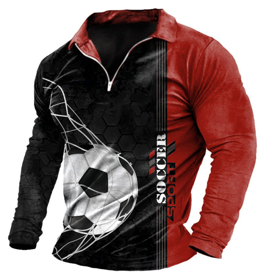 

Men's Outdoor Soccer Contrast Print Half Zip T-Shirt