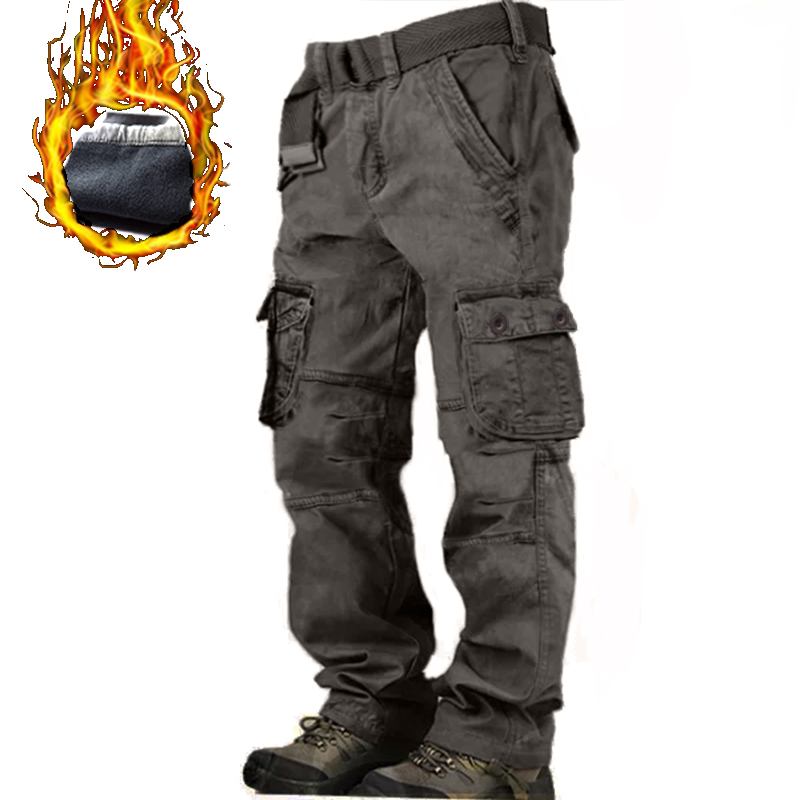 Men's Polar Fleece Multi-pocket Chic Multifunctional Outdoor Thermal Cargo Pants