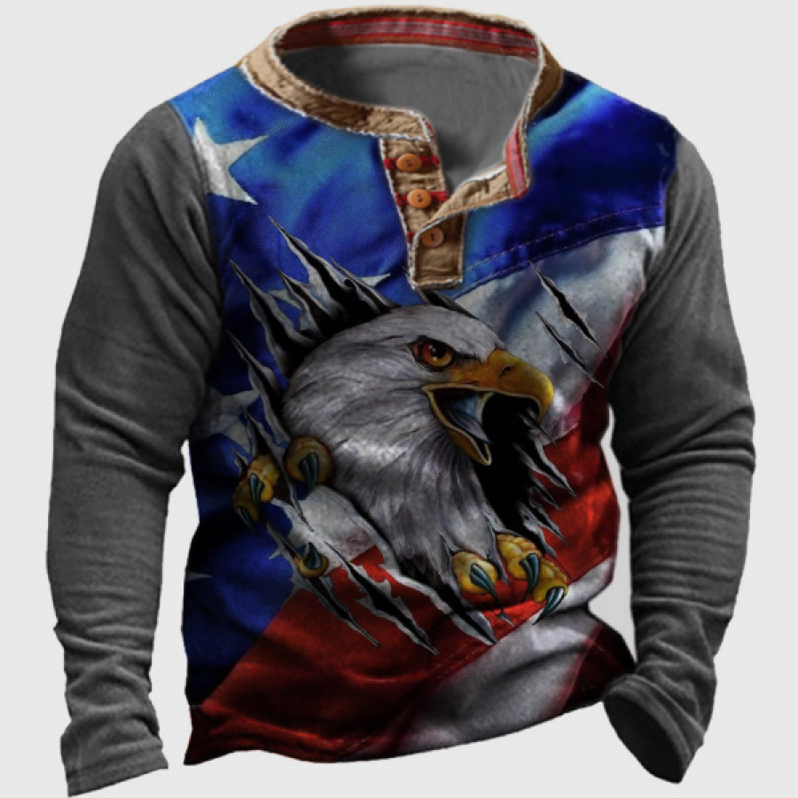 

Men's Vintage Casual Abstract Eagle And Flag Abstract Pattern Print Sweatshirt