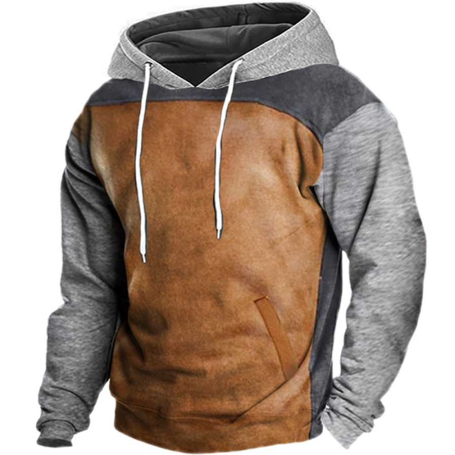 

Men's Retro Hooded Fleece Long Sleeve Sweatshirt