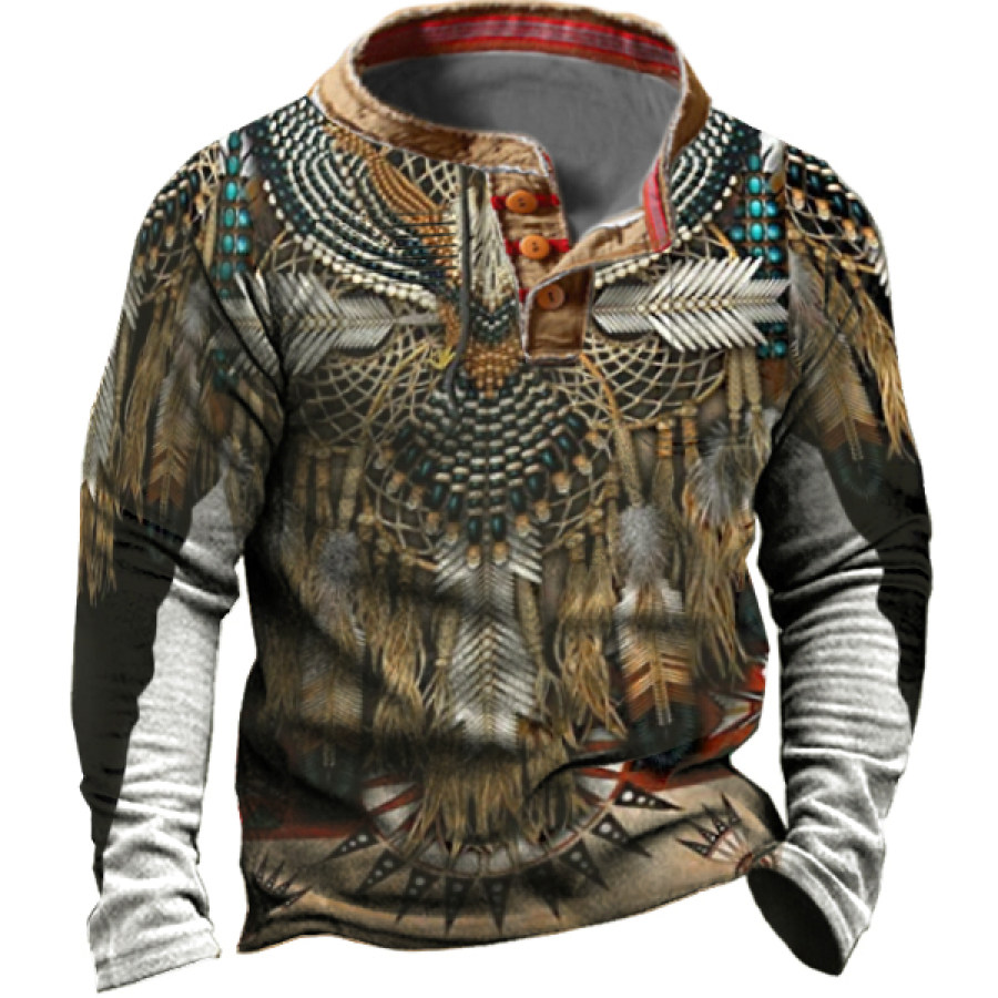 

Men's Retro Ethnic Pattern Long Sleeve T-shirt