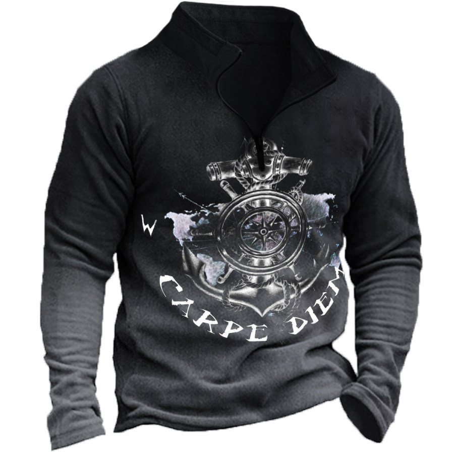

Men's Retro Nautical Compass Long-sleeved Sweatshirt