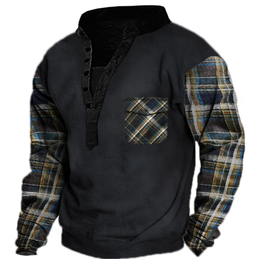 

Men's Retro Plaid Long-sleeved Sweatshirt