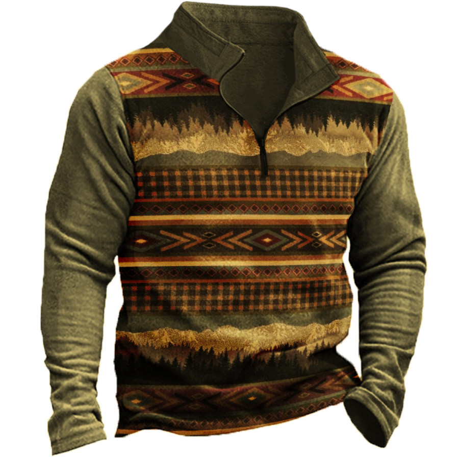 

Men's Retro Plaid Long-sleeved Sweatshirt