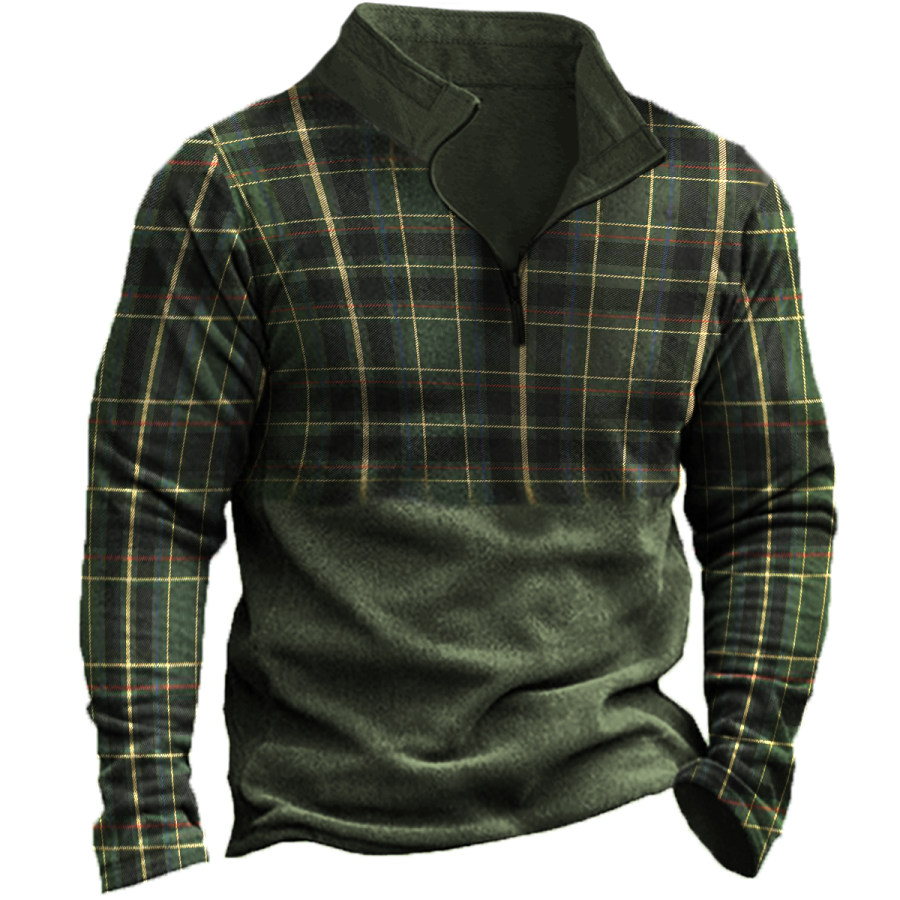 

Men's Retro Plaid Long-sleeved Sweatshirt