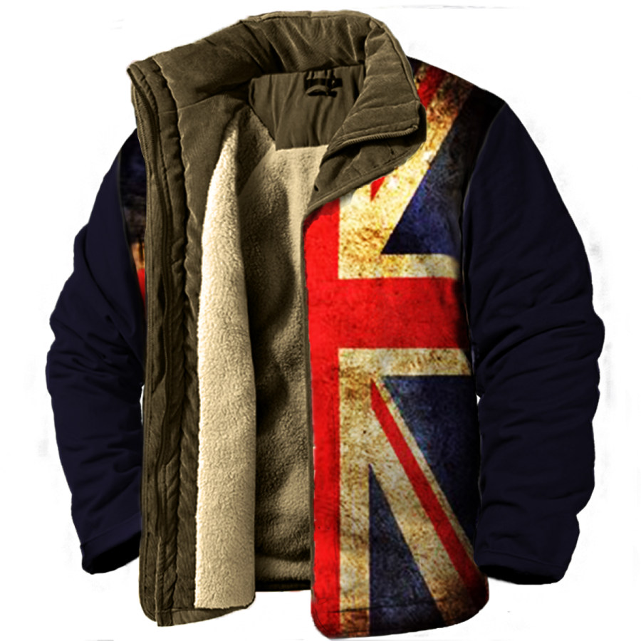 

Men's Vintage British Flag Long-sleeved Fleece Jacket