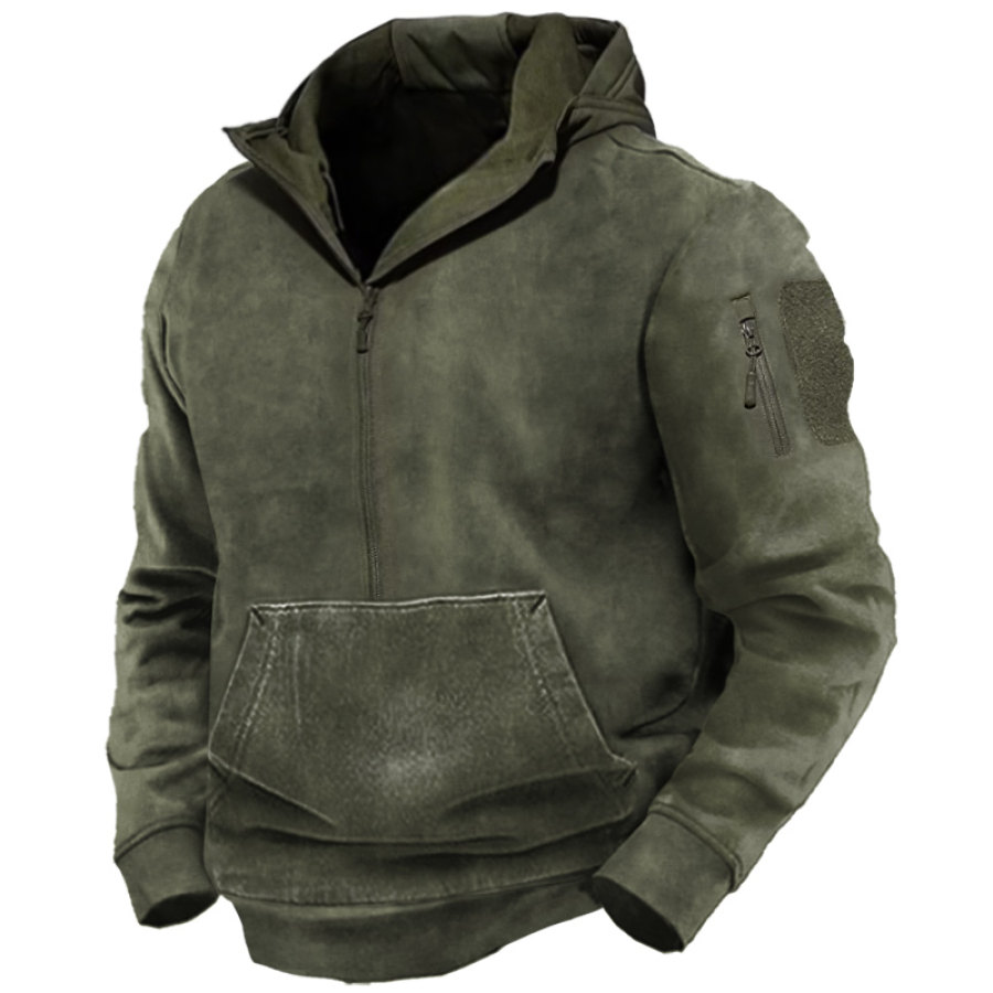 

Men's Retro Outdoor Training Warm Tactical Half-Zip Hoodie