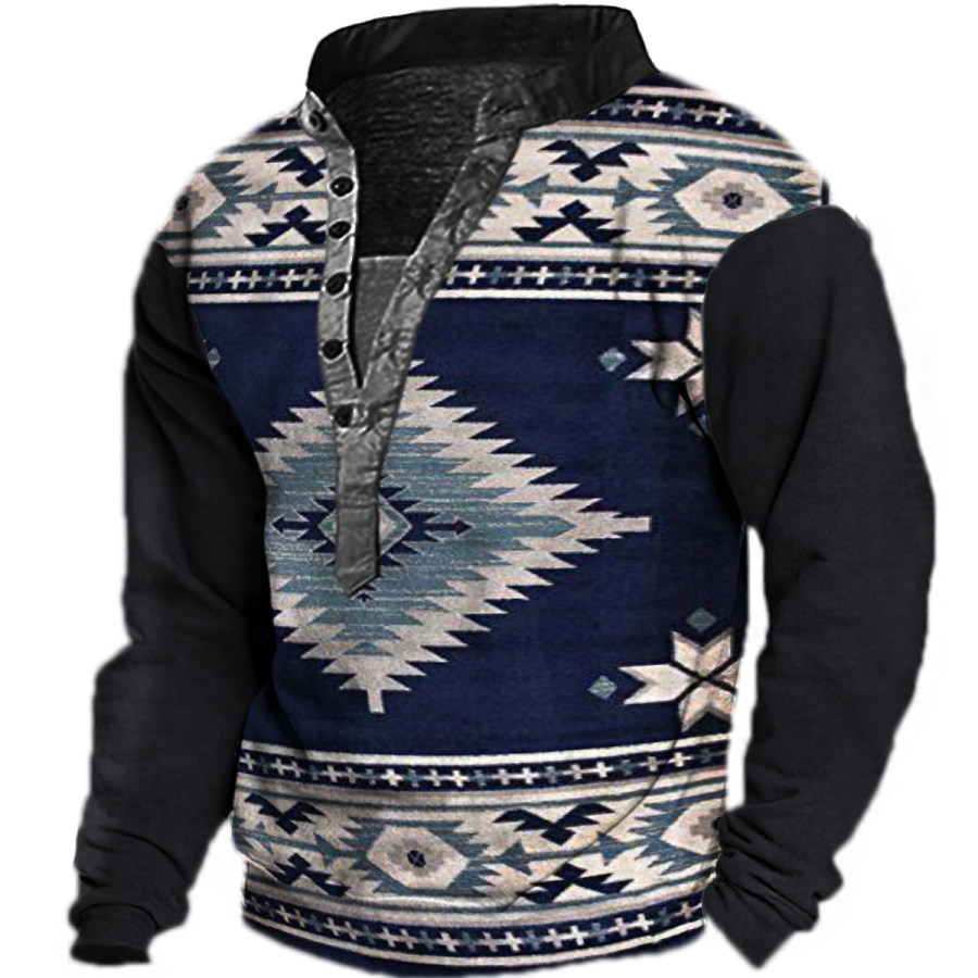 

Men's Retro Ethnic Print Long-sleeved Sweatshirt