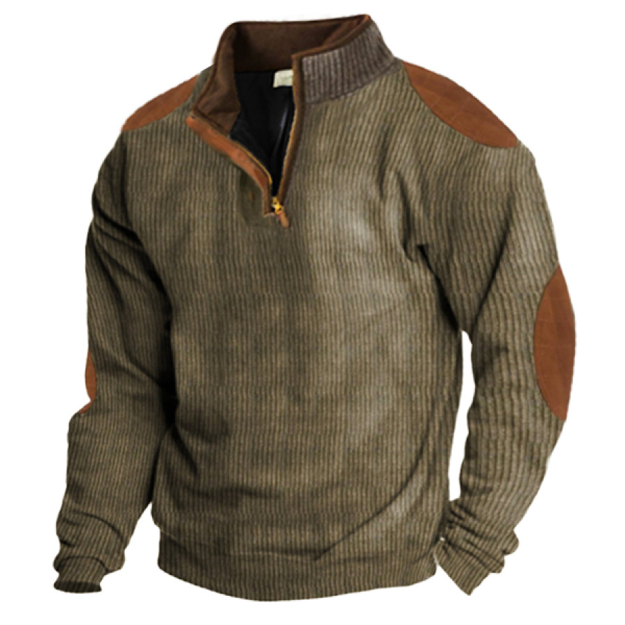 

Men's Vintage Print Half Cardigan Sweatshirt