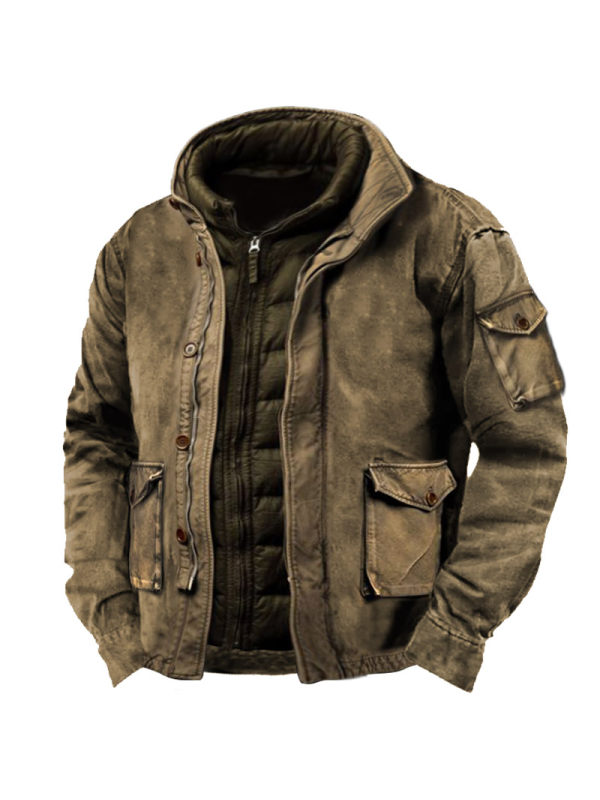 Men's Vintage Outdoor Thermal Pocket Tactical Jacket