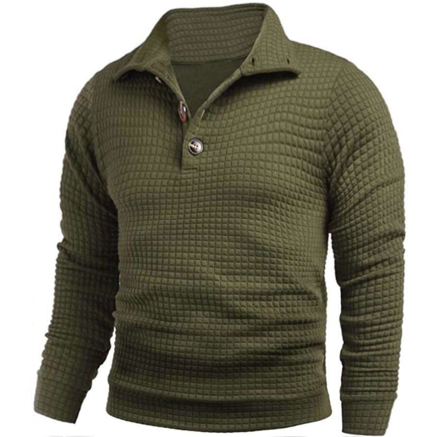 

Men's Quarter Collar Waffle Pullover Pullover