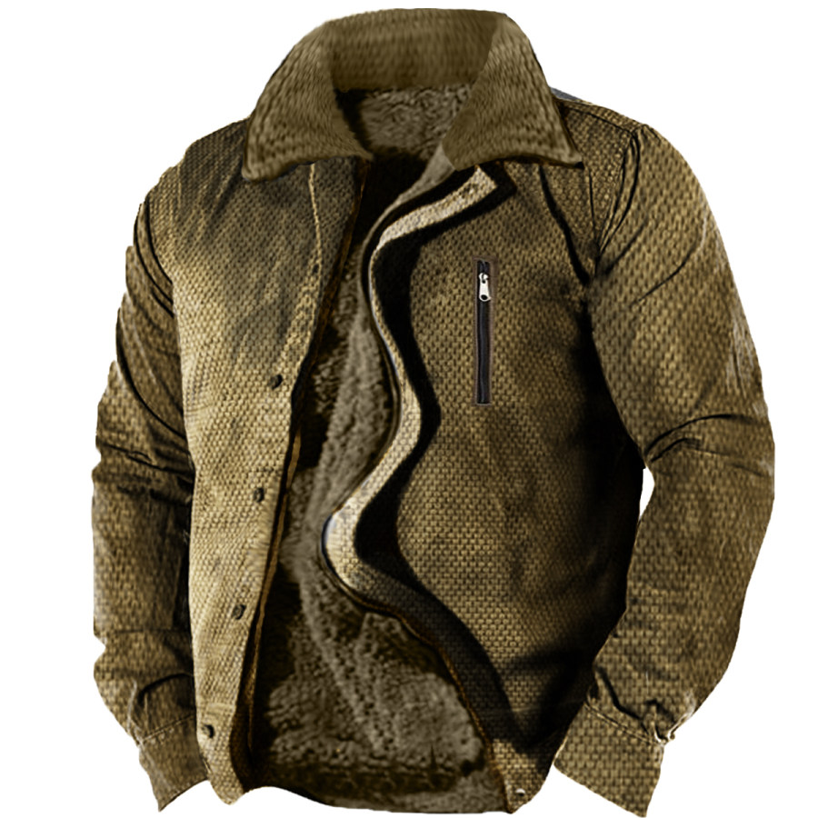 

Men's Vintage Fleece Zip Long Sleeve Jacket