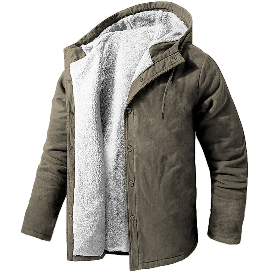 

Men's Vintage Distressed Long Sleeve Fleece Hooded Jacket