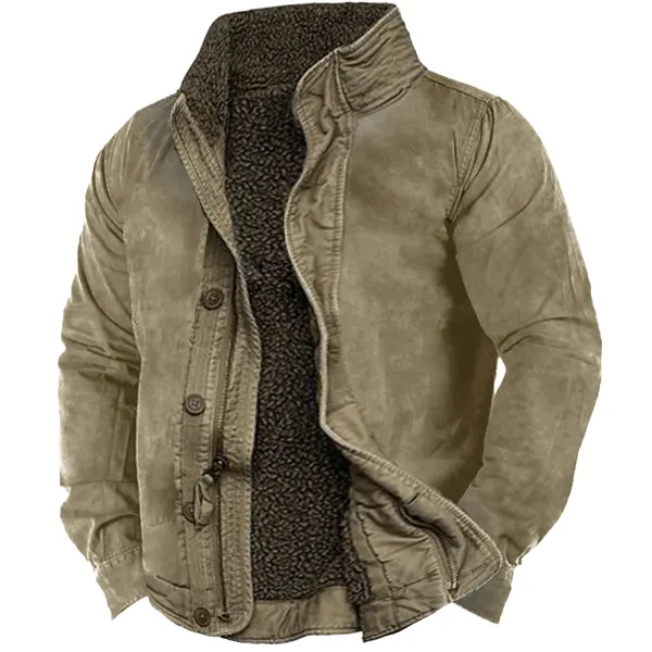 Men's Vintage Fleece Long Sleeve Jacket - Nikiluwa.com 