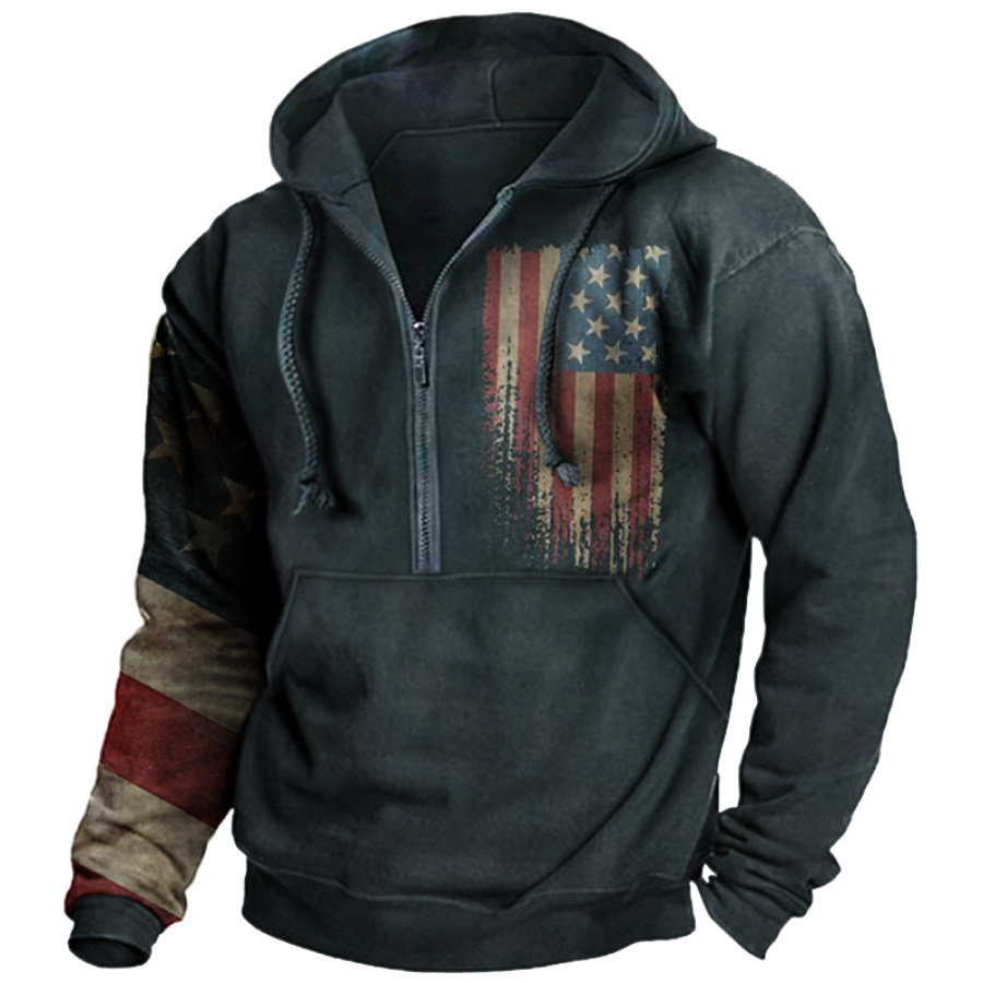 

Men's Vintage American Flag Hoodie