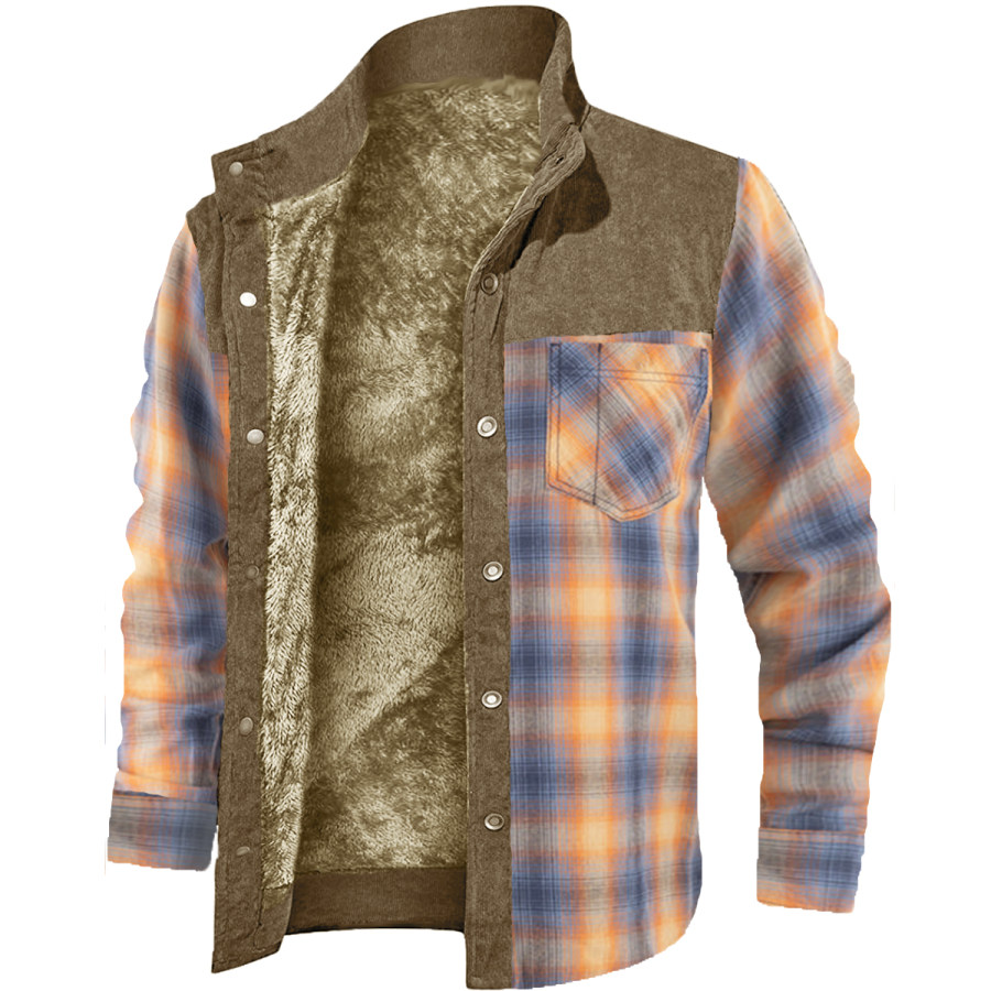 

Men's Retro Casual Long Sleeve Plaid Jacket