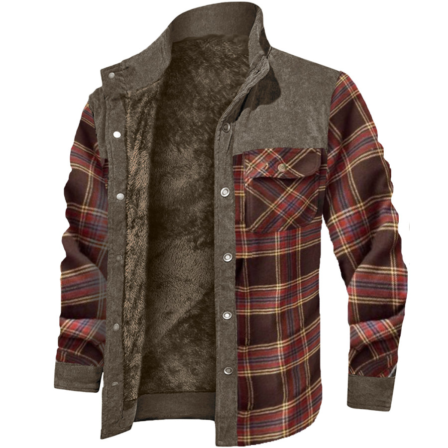 

Men's Retro Casual Long Sleeve Plaid Jacket