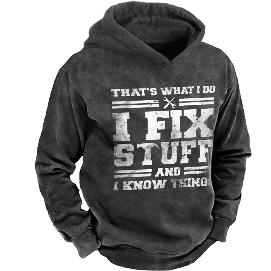 

Men's Vintage I FIX STUFF Men's Hooded Long Sleeve Sweatshirt