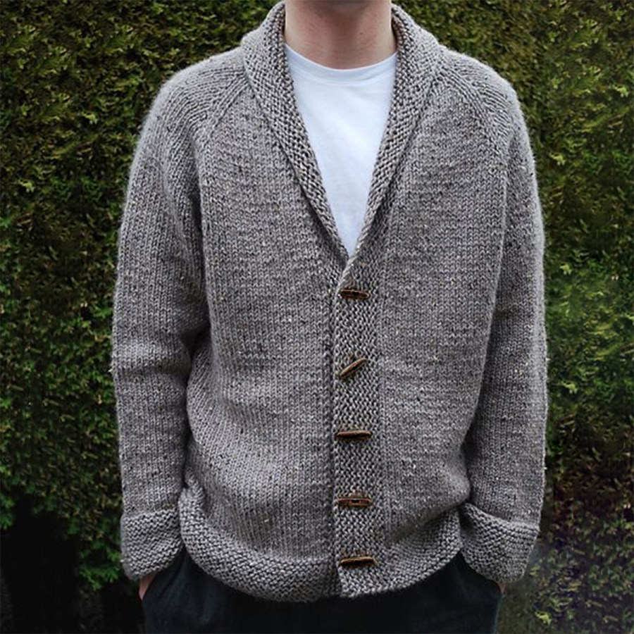 

Men's Vintage Knit Jacquard Long Sleeve Sweater Cardigan