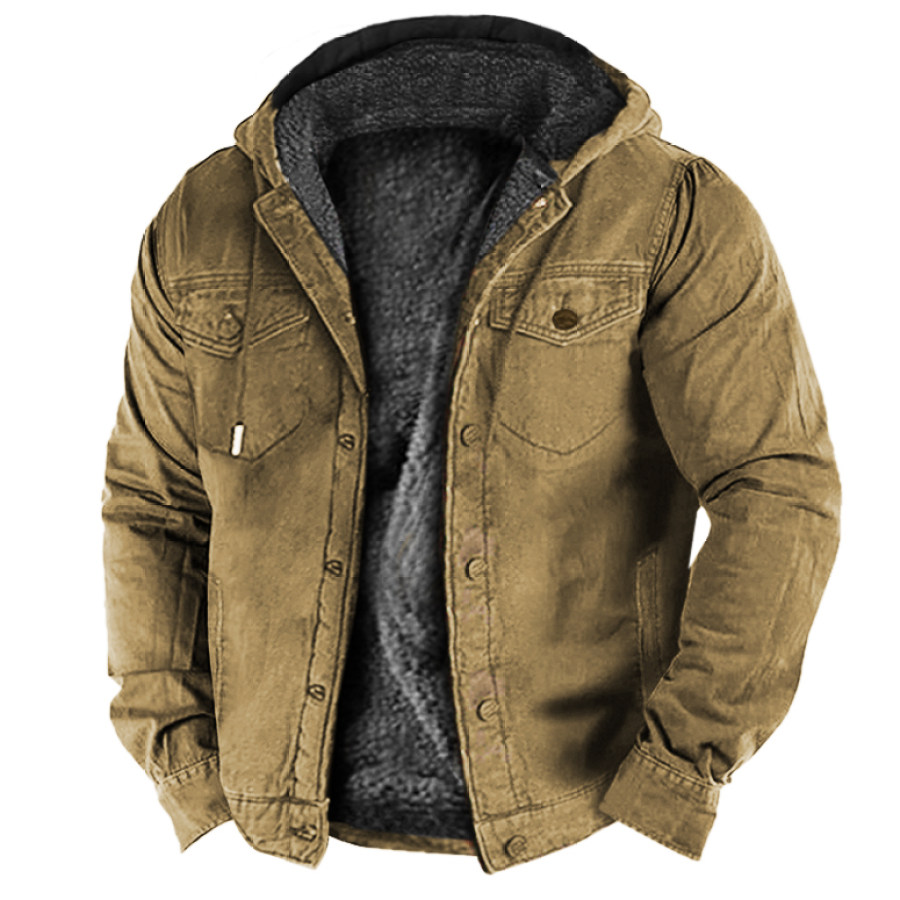 

Men's Outdoor Vintage Fleece Lined Hooded Jacket