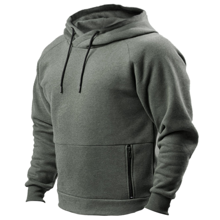 

Men's Retro Outdoor Training Zip Pocket Tactical Hoodie