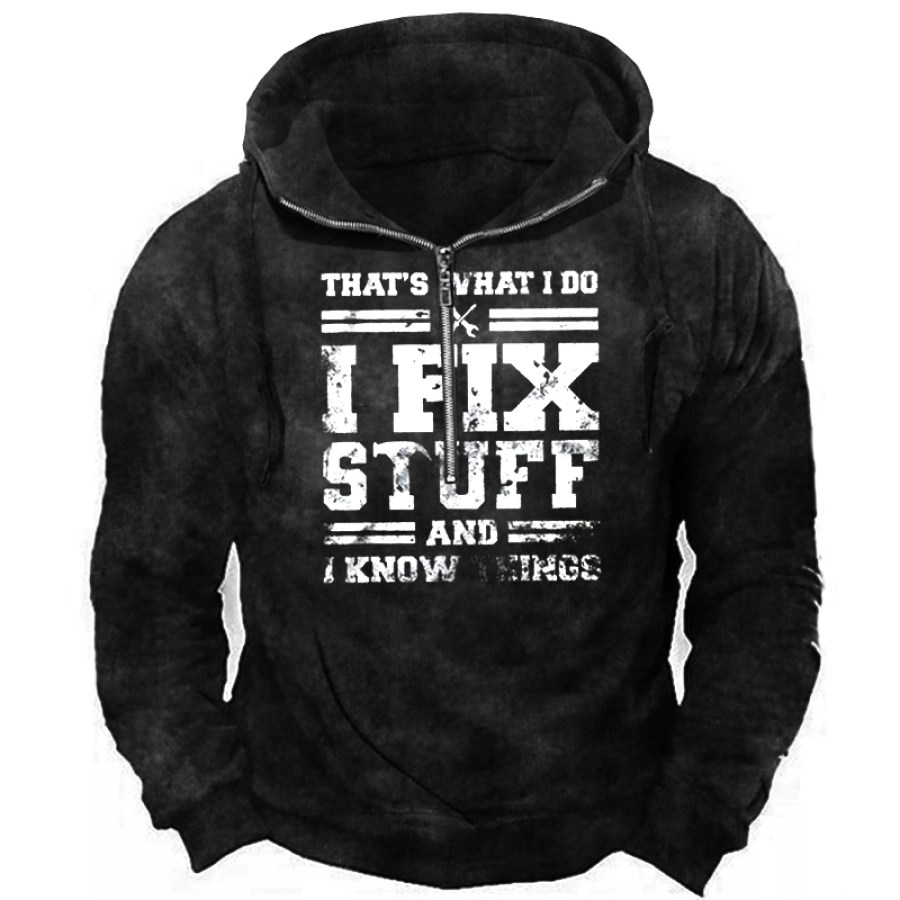 

That's What I Do I Fix Stuff Men's Vintage Print Zip Hoodie