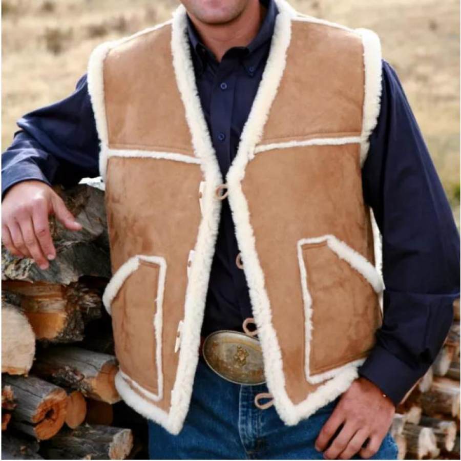 

Men's Western Vintage Suede Lamb Wool Composite Vest