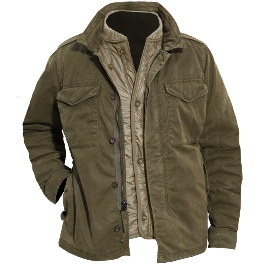 

Men's Vintage Washed Padded Long Sleeve Jacket