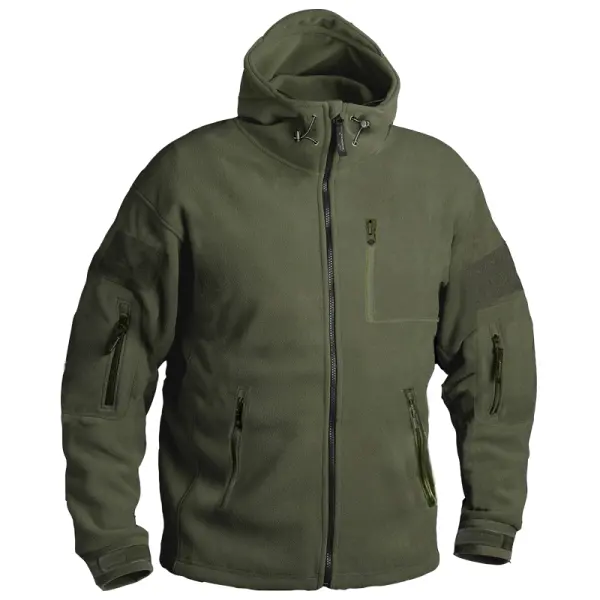 Men's Multi-pocket Tactical Bearskin Fleece Jacket - Salolist.com 