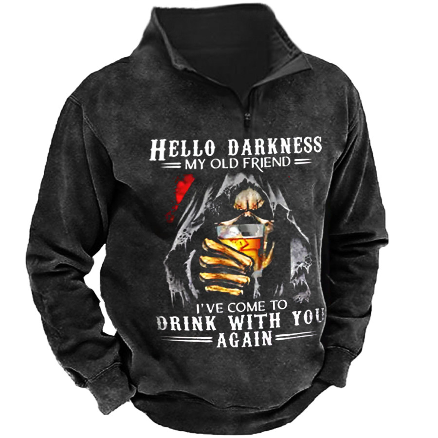 

Men's Vintage HELLO DARKNESS Long Sleeve Sweatshirt