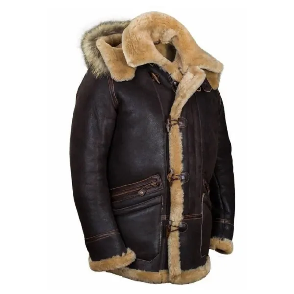 Men's Outdoor Casual Fleece Thickened Hooded Leather Jacket - Cotosen.com 