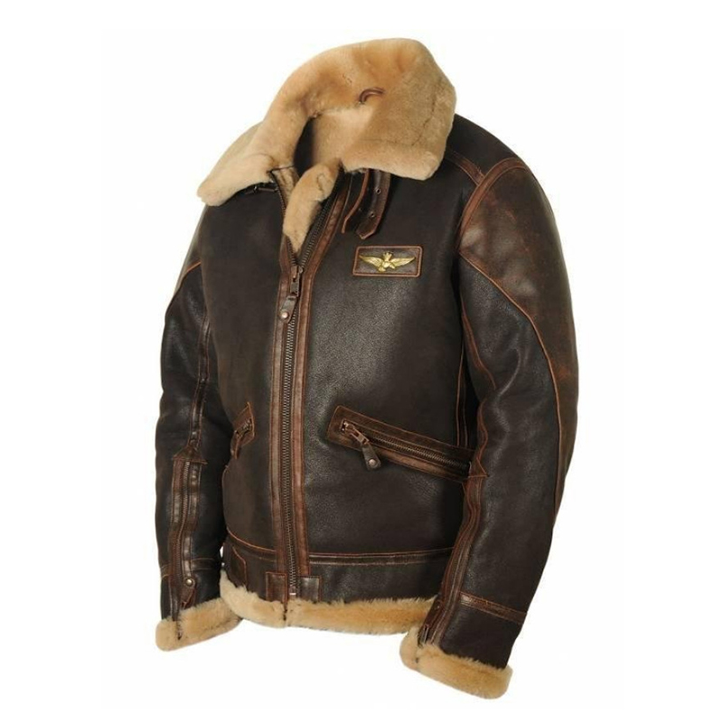 Men's Outdoor Casual Lapel Chic Zip Fleece Thick Leather Jacket