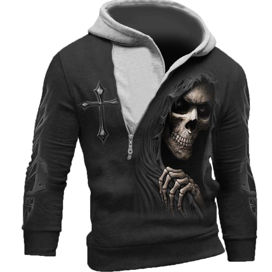 

Men's Vintage Skull Long Sleeve Hoodie