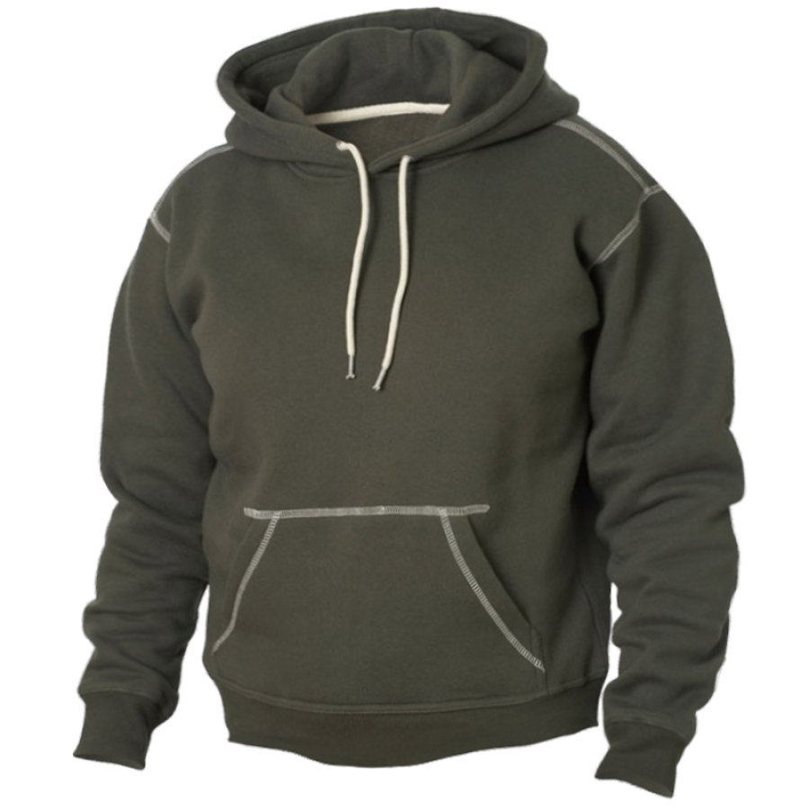 

Men's Retro Contrast Line Pocket Training Insulated Hoodie