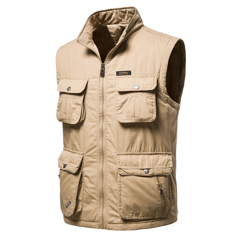 Men's Retro Workwear Outdoor Chic Multi-pocket Padded Vest